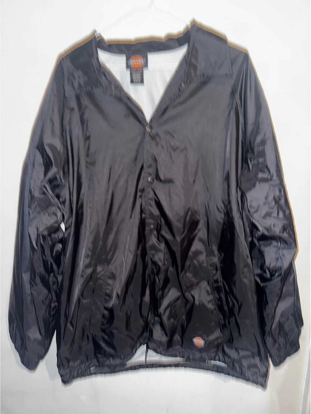 Dickies Mens Black Coaches Jacket Snap Front Lined Nylon Windbreaker